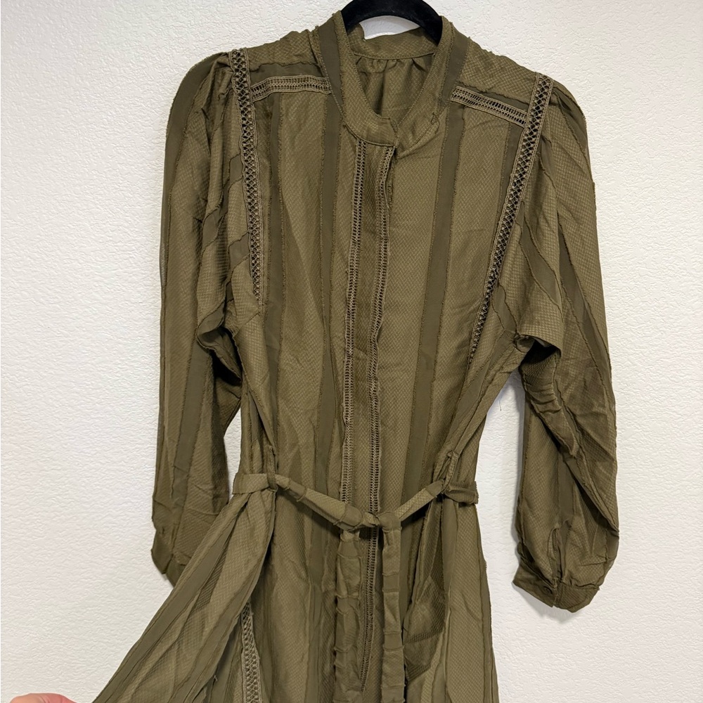 Olive Green Women's Shirt Dress 2-Piece